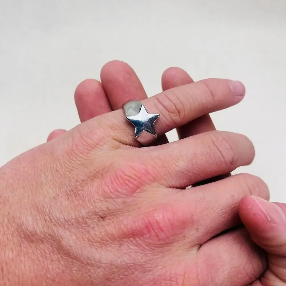 Y2k vintage silver star ring